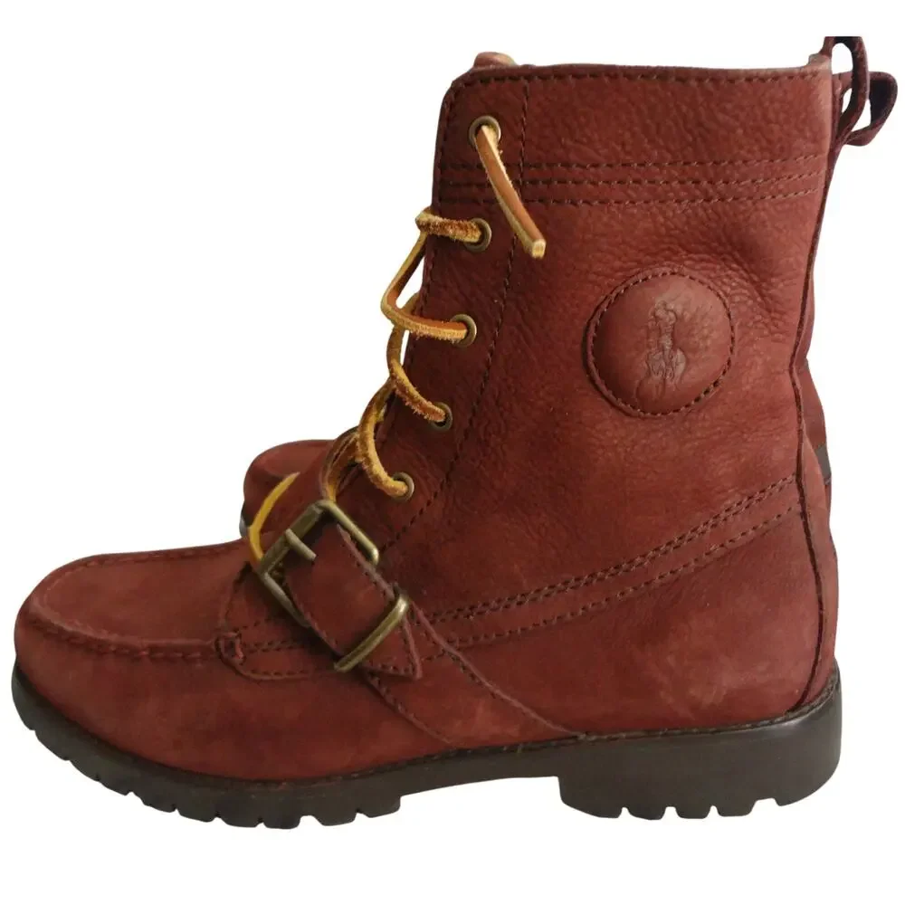 Polo Ralph Lauren Mens 9 Burgundy Red Ranger Leather Moc Toe Chukka Ankle Boots
